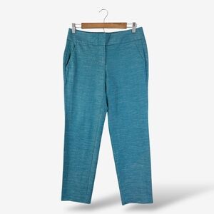 Loft Julie Pants Size 2 Teal Linen Blend Ankle Straight Casual Preppy Office